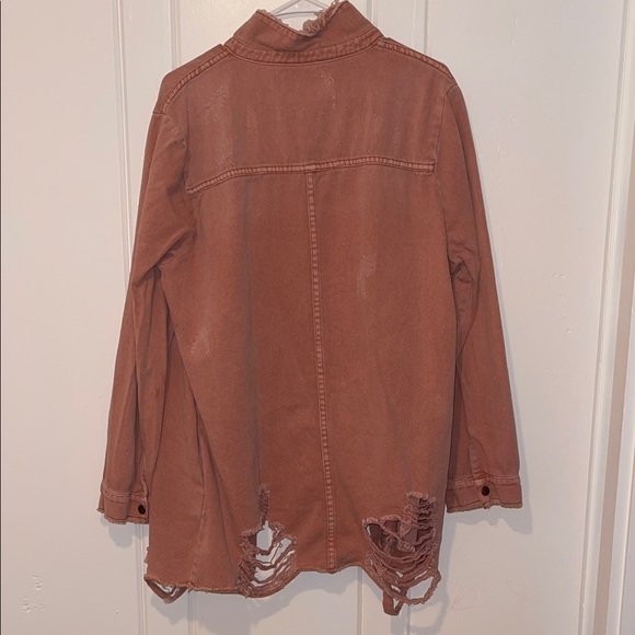 Rust Distressed Button-Up Jacket - Picture 6 of 6